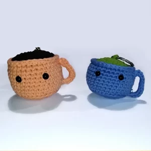 Sleutelhanger - schattige kopjes koffie of matcha
